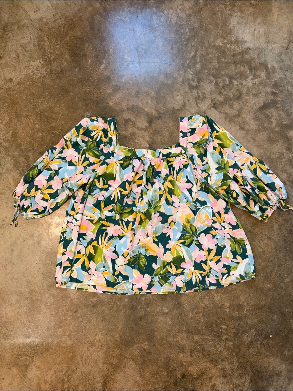 Erika Floral Off Shoulder Blouse XL Boho Peasant Top Cottagecore Spring